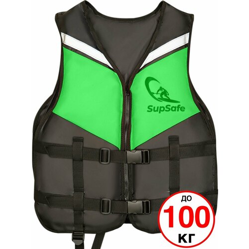 SupSafe спасательный жилет до 100 кг, 50-52 черный; зеленый