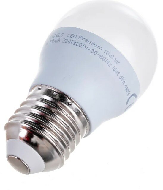 Лампа светодиод. Ecola globe LED Premium 10,0W G45 220V E27 4000K шар (композит) 82x45