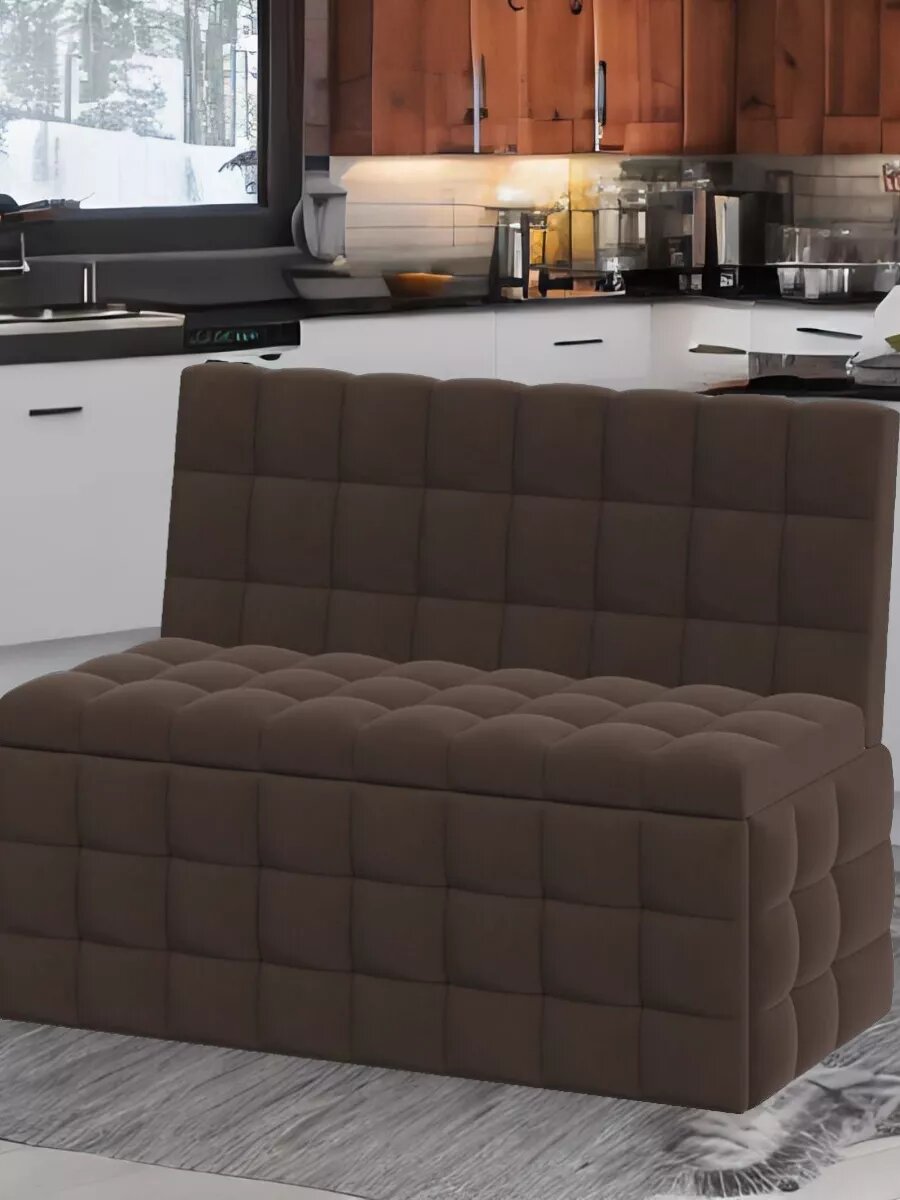 Диван K-Home Темпо, с ящиком для белья, текстиль, коричневый