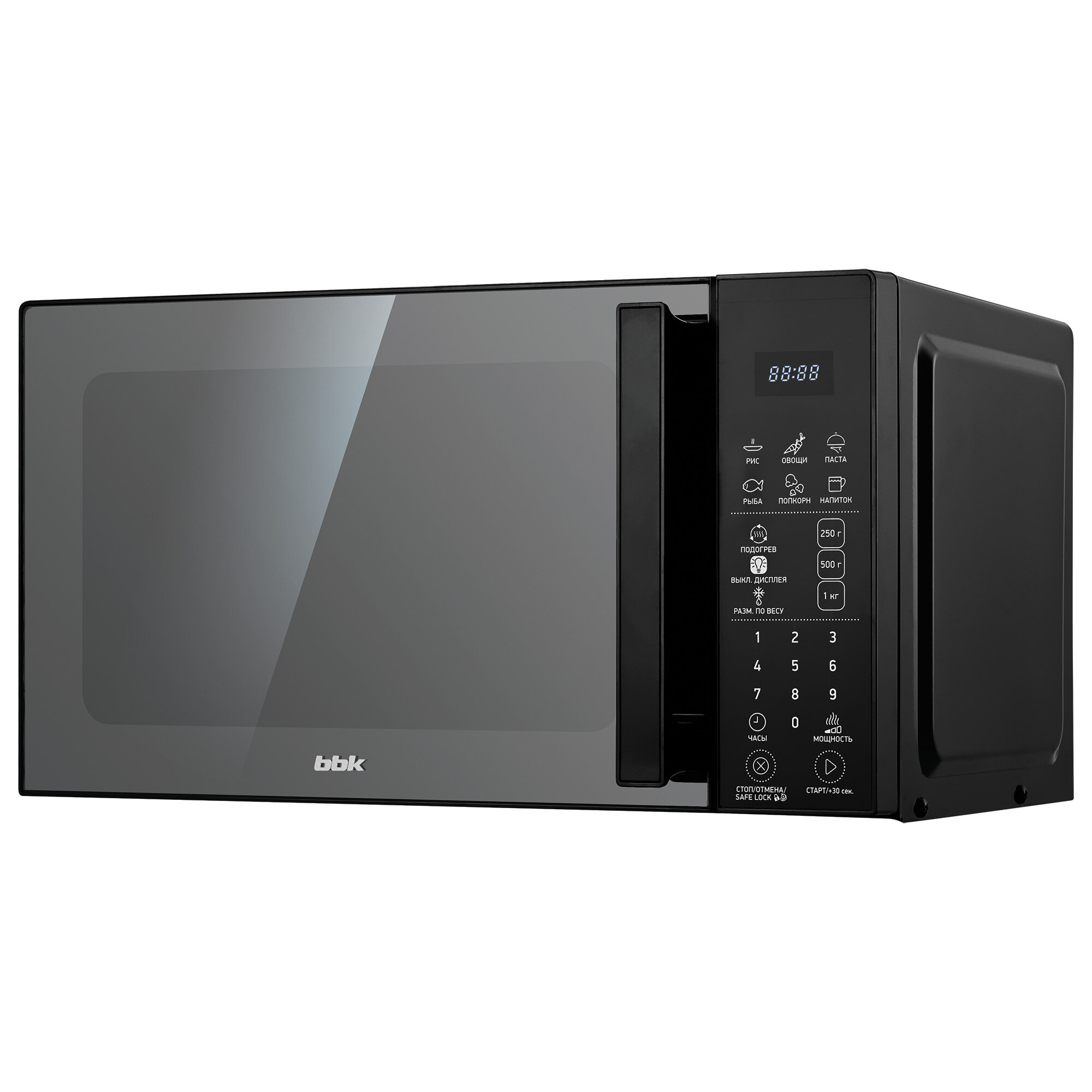 Микроволновая печь BBK 20MWS-806S/B черный, объем 20 л, мощность 800 Вт, автоменю, блокировка панели управления — фото 1