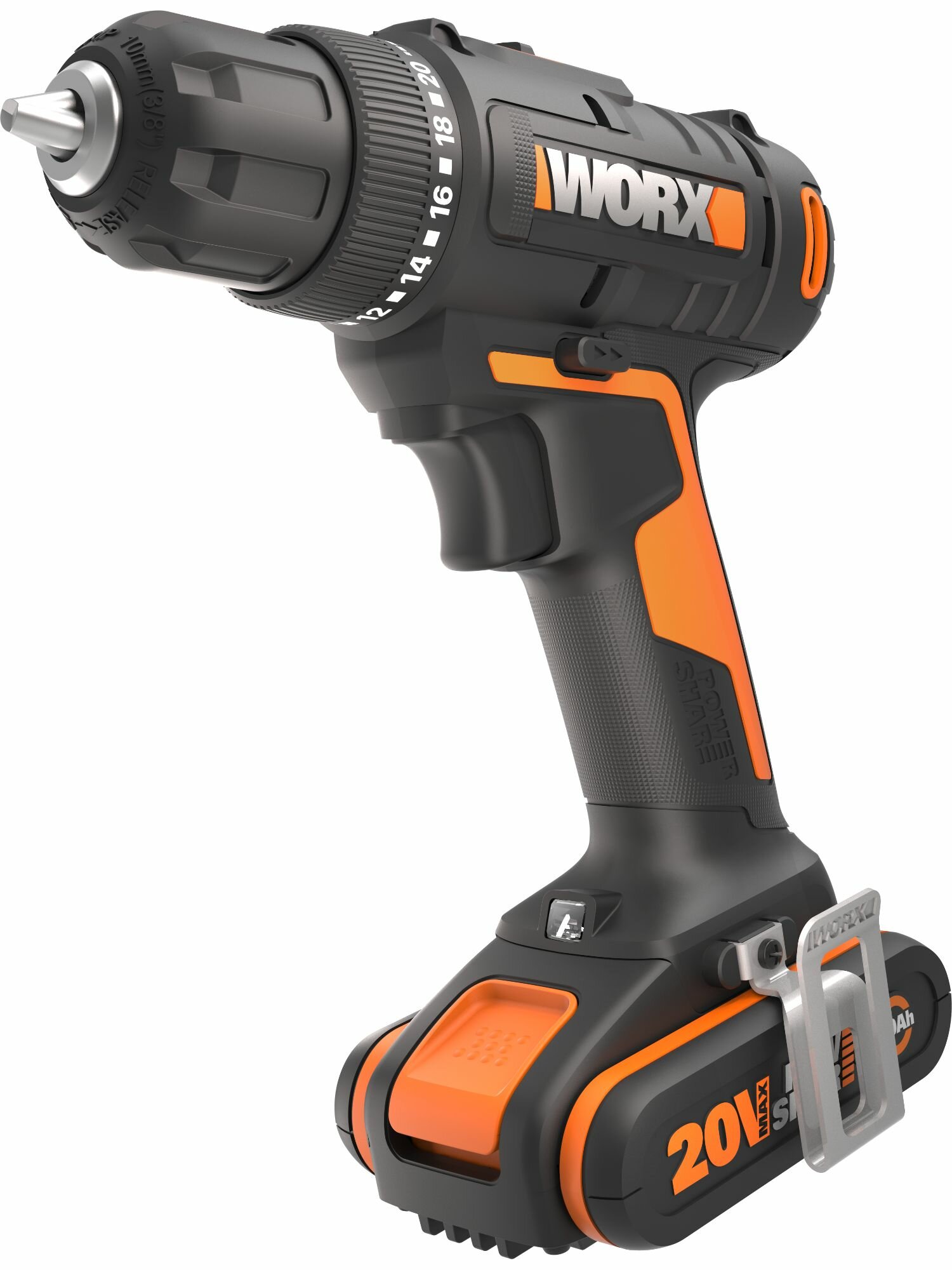 Дрель-шуруповерт аккумуляторная Worx WX100.3, 20 В Li-ion 2x2 Ач