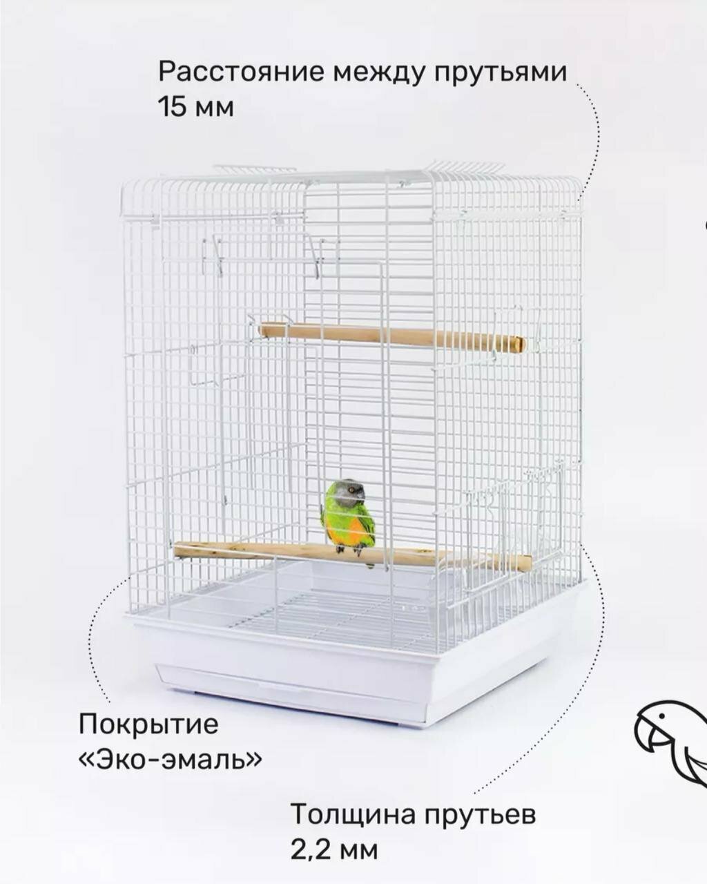 Клетка для птиц, 40 * 40 * 58 см, Белый — фото 1