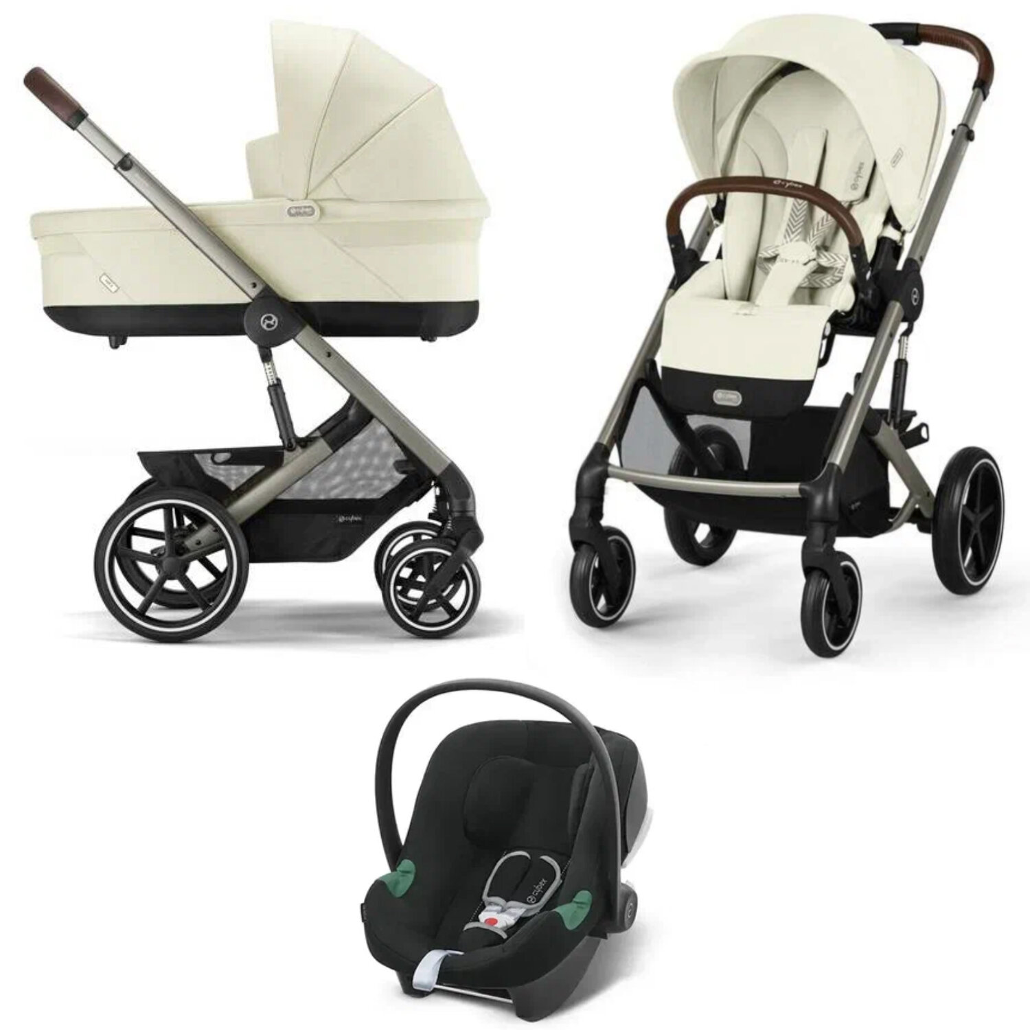 Коляска 3 в 1 Cybex Balios S Lux New 2025 TPE Seashell Beige с дождевиком