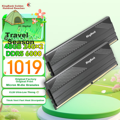 KINGBANK 48GB (24GBX2) Kit DDR5 6000 Desktop Memory Module Hynix M-die Chips Star Blade Black C28