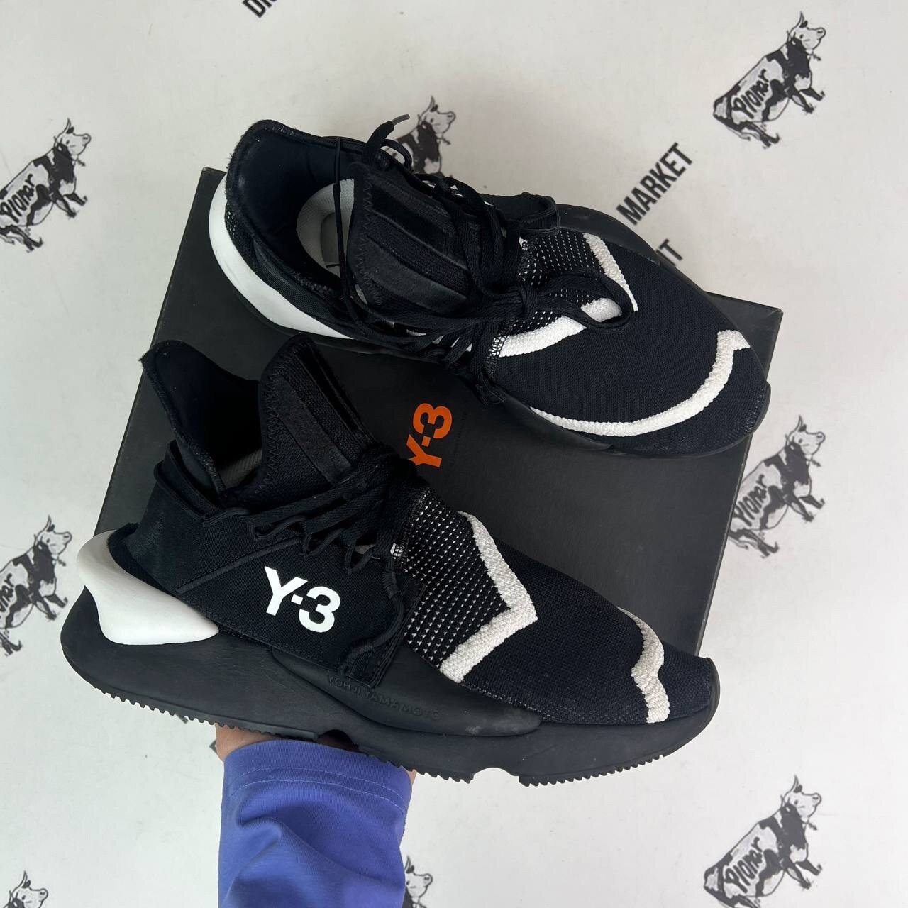 Кроссовки adidas Y-3 Kaiwa, размер 44 eu / 10 US / 28 см, черный/белый