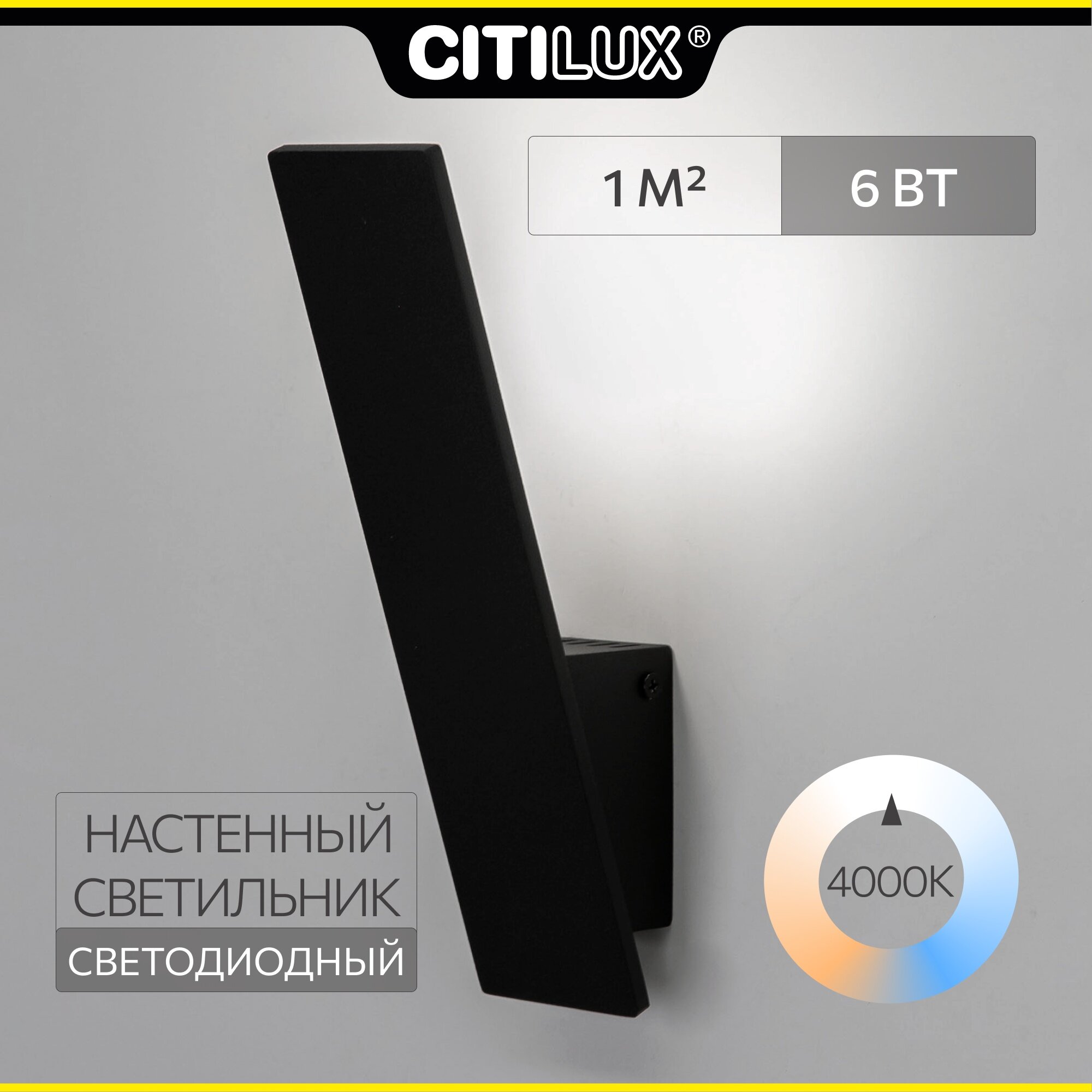 Светильник для дома настенный Citilux Декарт CL704021N, цвет арматуры черный