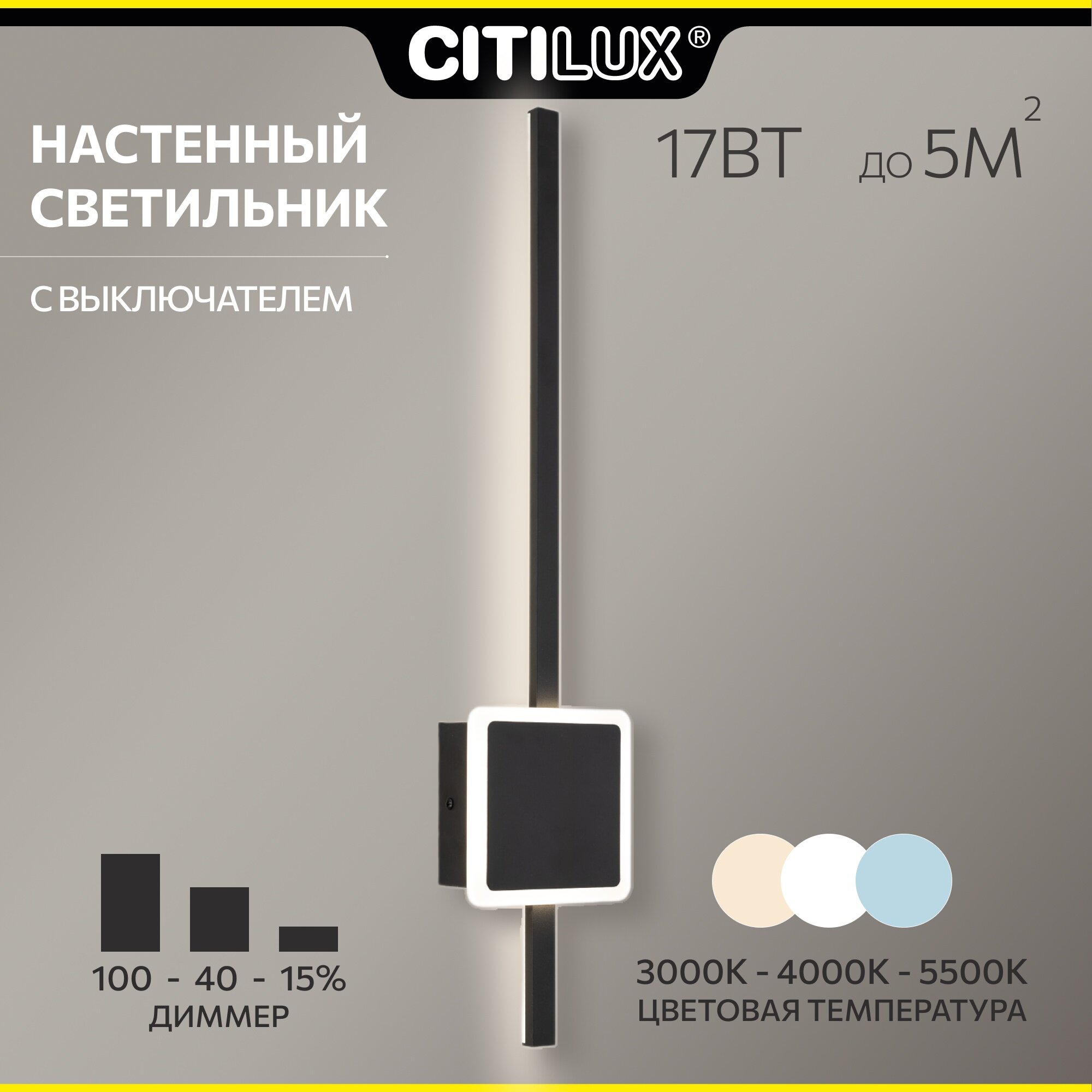 Светильник для дома настенный Citilux Стиг CL203411, черный цвет арматуры