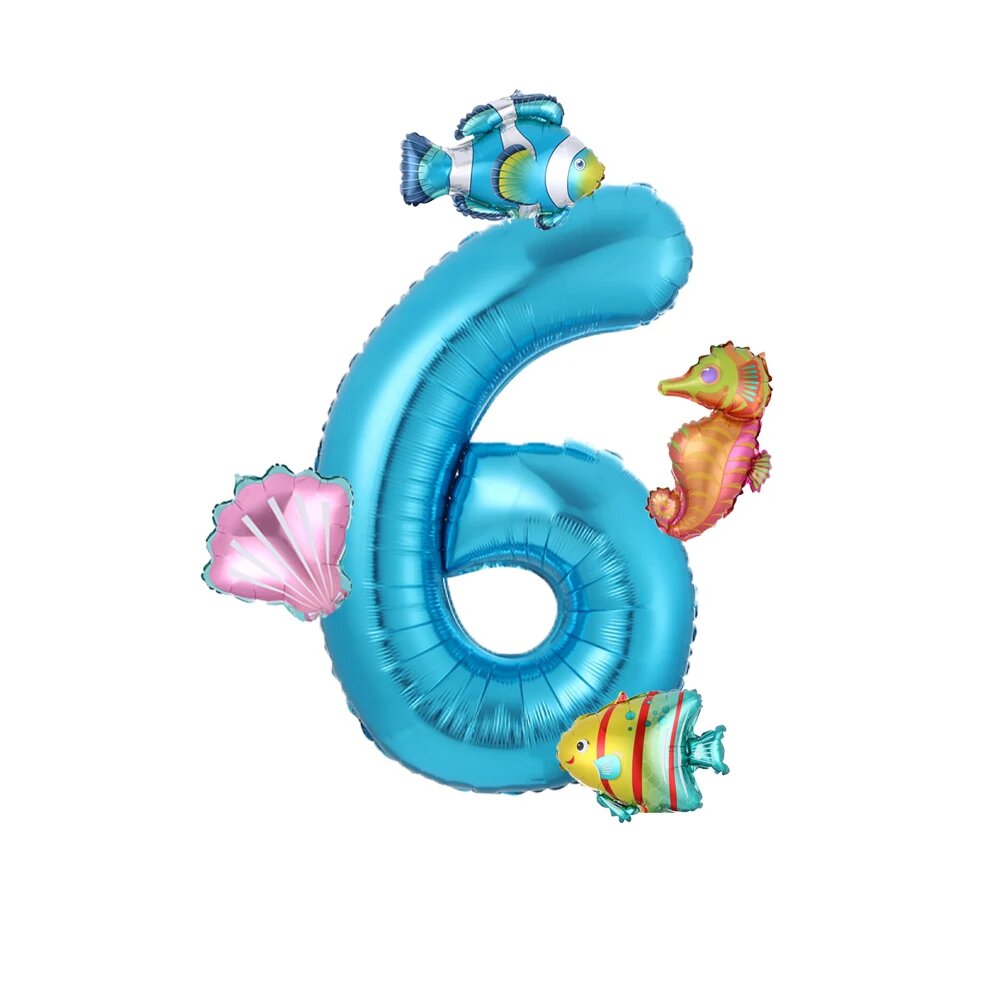 Набор фольгированных шаров "Океан" Partigos 5 шт, number 6, as shown