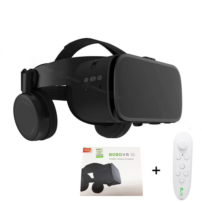 Беспроводные Bluetooth-очки виртуальной реальности 3D черные BOBOVR Z6 с белой ручкой