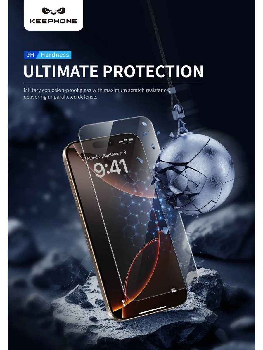 Защитное стекло для iPhone 16 Pro Max Keephone Innova, 9H, Full Glue, 0.33мм — фото 1