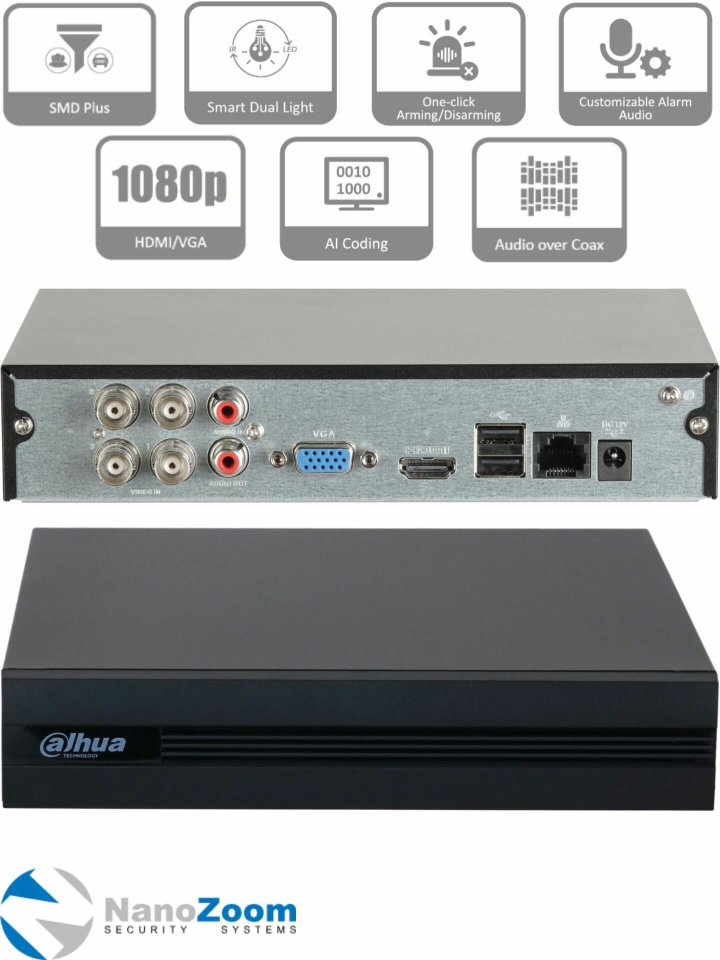 Dahua DH-XVR1B04H-I - 4 канальный видеорегистратор для камер видеонаблюдения HDCVI XVR-регистратор гибридный