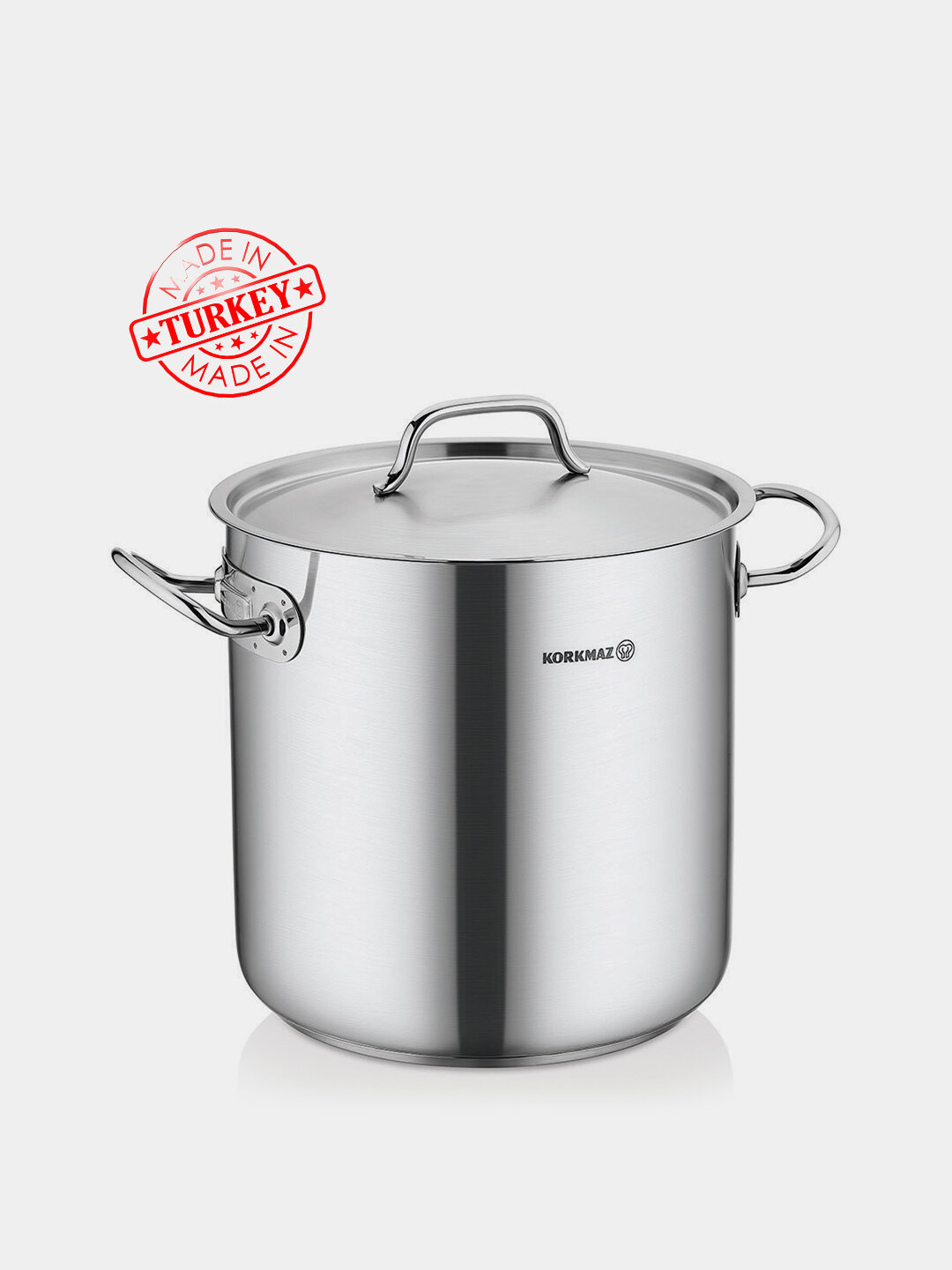 Кастрюля глубокая KORKMAZ PROLINE GASTRO SATIN A2735, 34×40 см, 38 л, нержавеющая сталь с крышкой