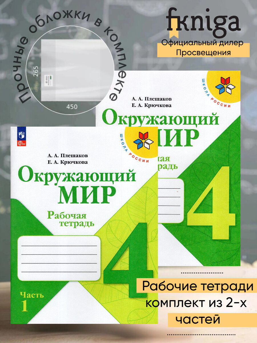 Окружающий мир 4 класс Комплект Рабочая тетрадь + 2 обложки