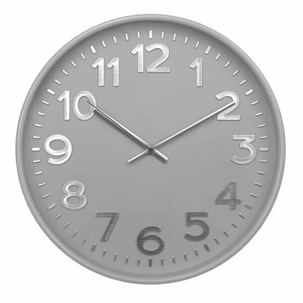 Настенные часы Troykatime D30 см пластик цвет серый