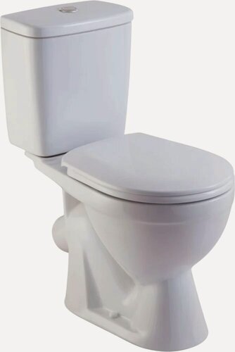 Изображение товара Унитаз-компакт напольный Rosa Лира Вн УнБ05 антивсплеск, фарфоровый, белый, глянцевый, овальный, с нижним подводом, сиденье для унитаза в комплекте