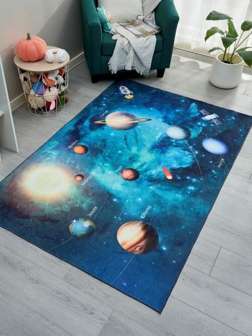 Коврик для детской 1.6x2.3 м Мех искусственный Полиэстер синий темно-синий лазурный，Anderlen