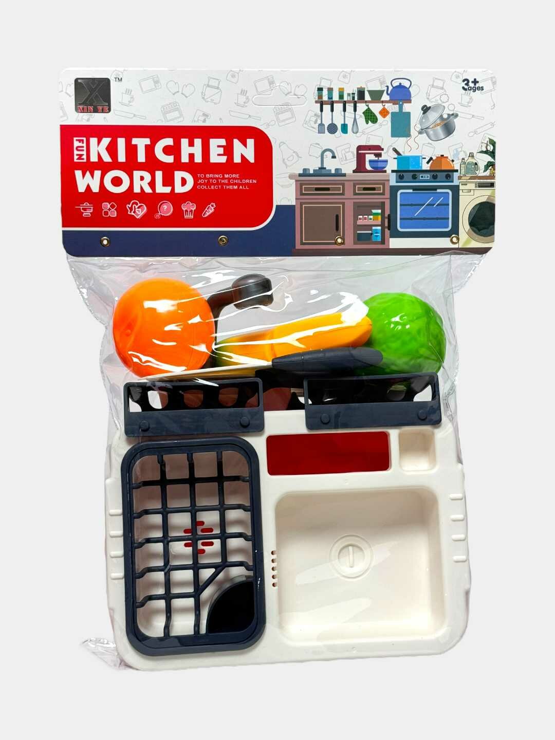 Развивающая игрушка Мойка с продуктами для детей 2+ сенсорная кухня. Код. 26338