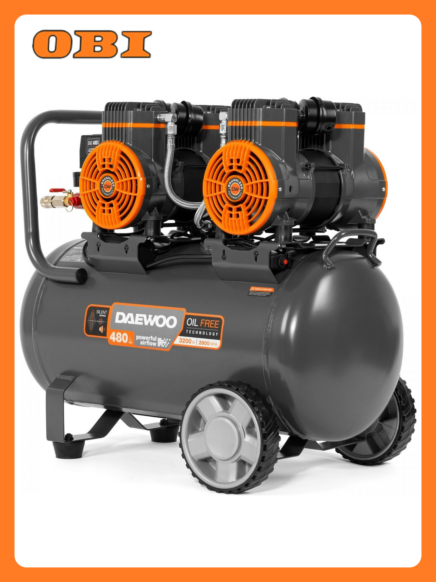 Безмасляный компрессор высокой производительности 3200ВТ 50Л