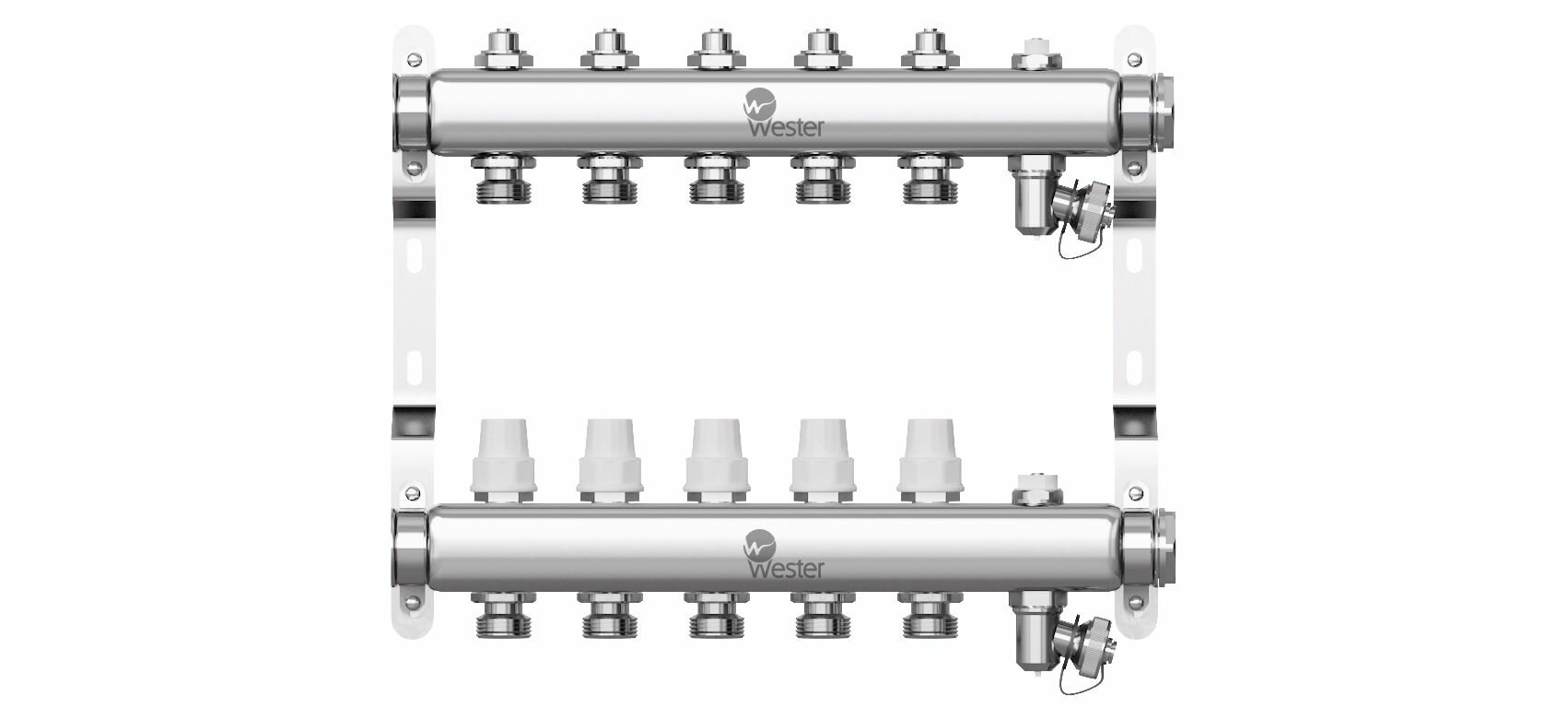 Коллектор 1" из нерж. стали на 5 выходов 3/4"ЕК без расходомеров, группа в сборе, Wester MUVS5134 0-32-1606