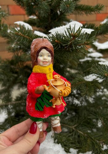 Изображение товара Ватная елочная игрушка - мальчик с самоваром