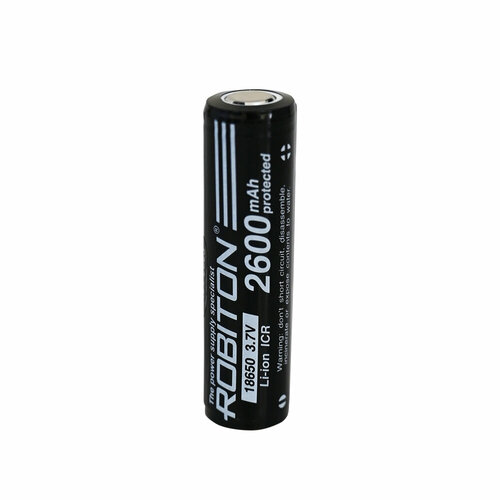 Аккумулятор Li-Ion 2600 мА·ч 3.7 В ROBITON 18650-2600 с защитой, в упаковке: 1 шт. черный