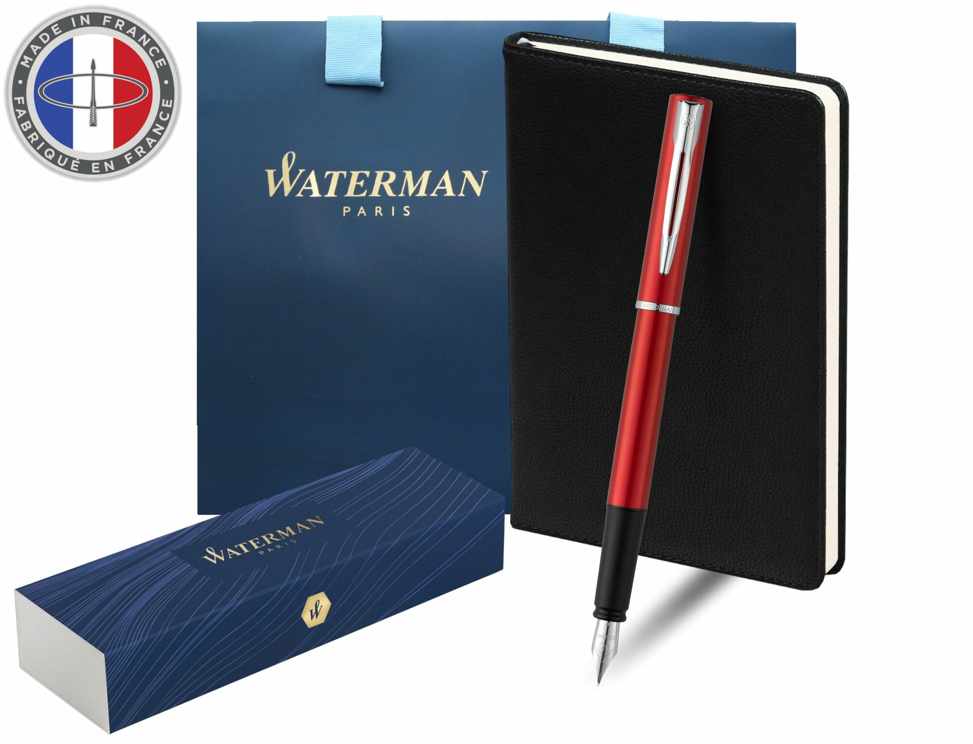 Набор ручка Waterman Graduate Allure Red перьевая, ежедневник классический, пакет