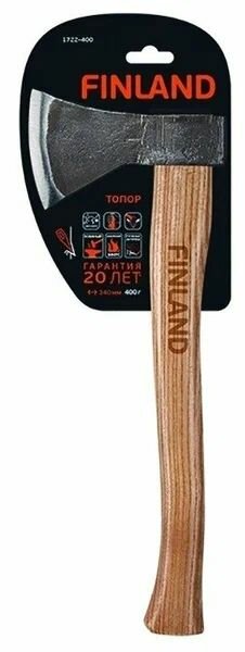Топор кованый с деревянным топорищем Finland 400 г арт.1722-400 Finland