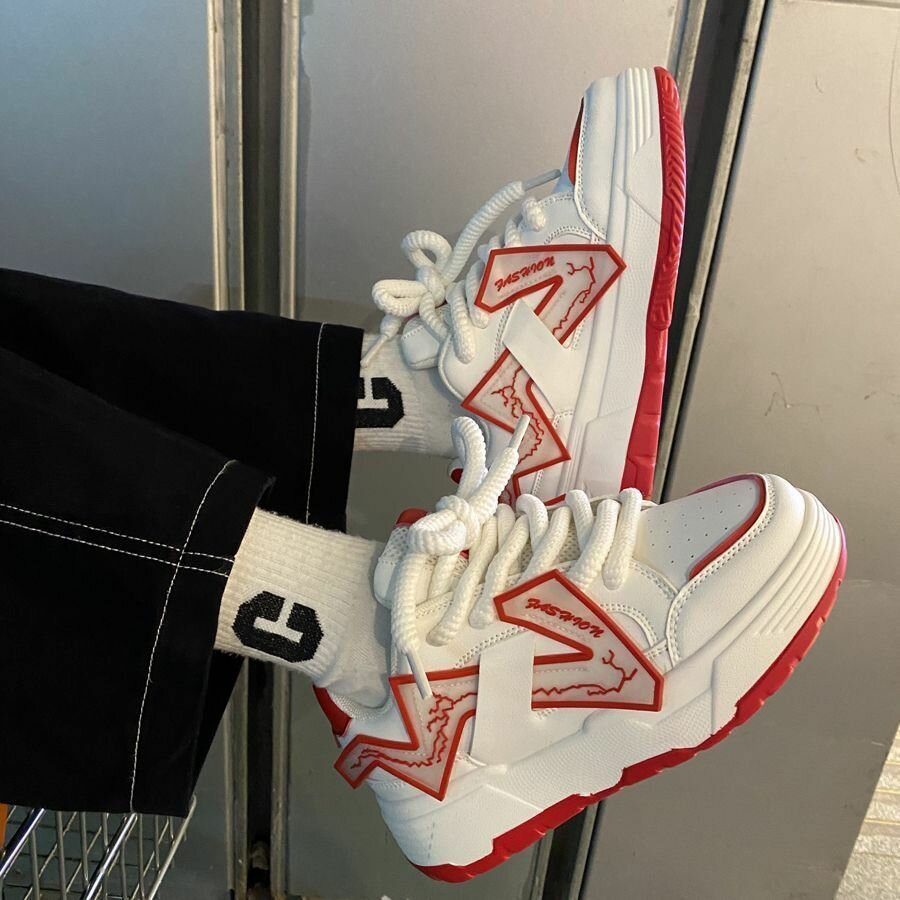 Кроссовки MOOCIE, размер 37 RU / Длина стопы 24.0cm/CN 38, белый, красный — фото 1