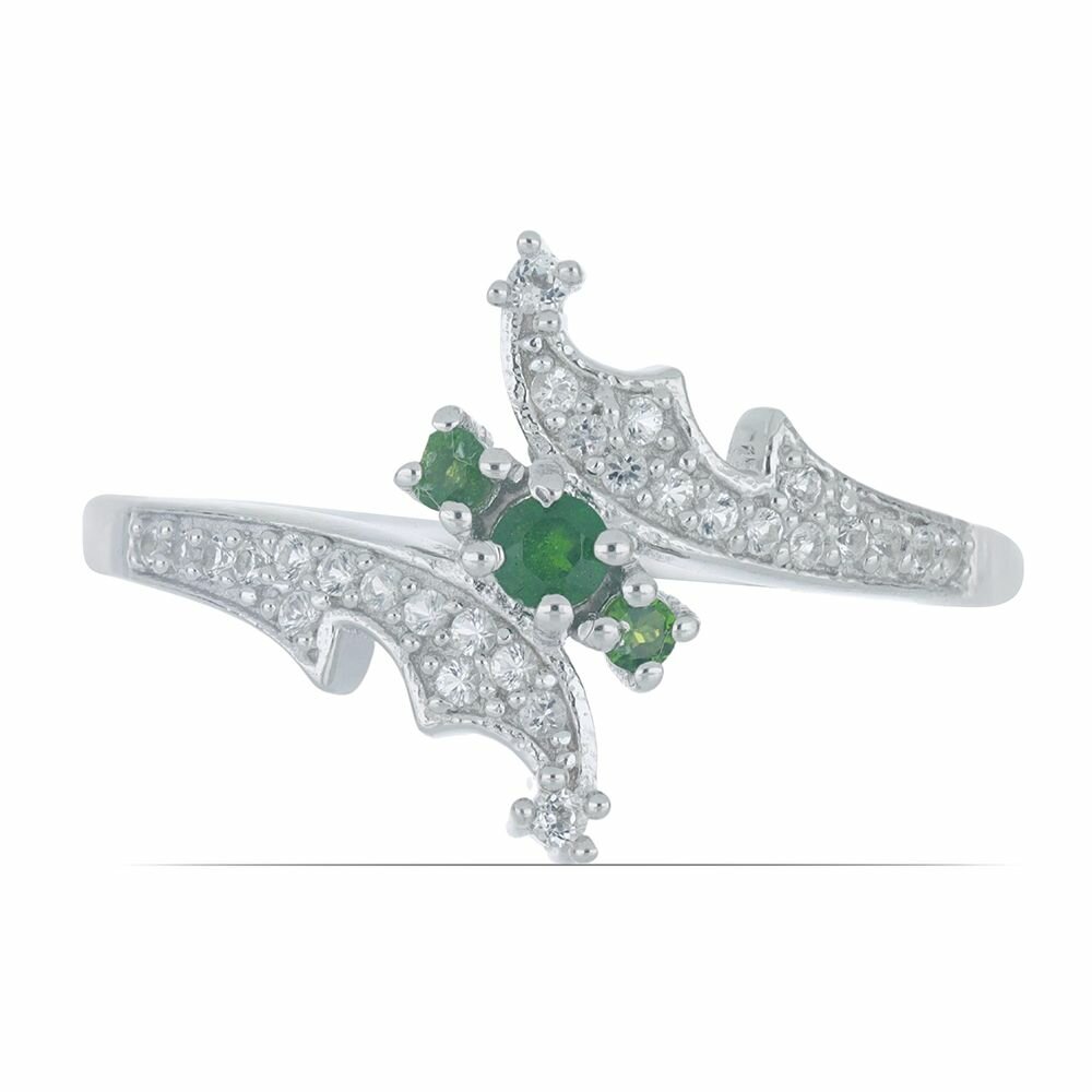 Кольцо дорожка, серебро, 925 проба, родирование, топаз, хромдиопсид