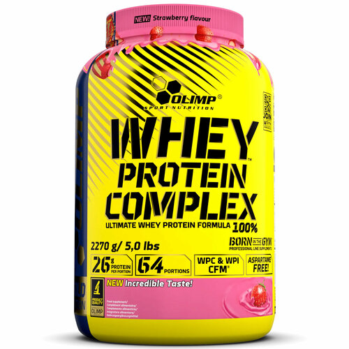 Сывороточный протеин Olimp Whey Protein Complex 100% (банка) - 2270 г, клубника