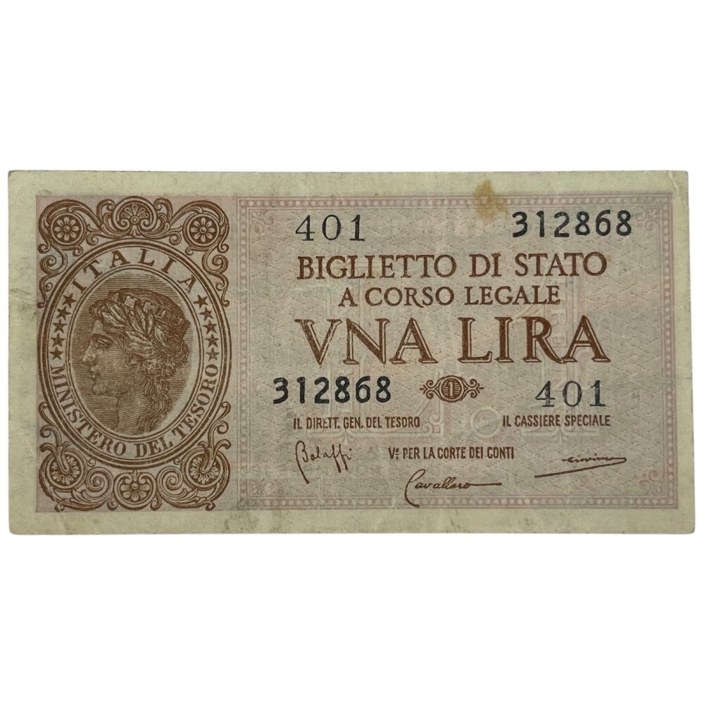 Италия 1 лира 1944 г. (Серия 401)