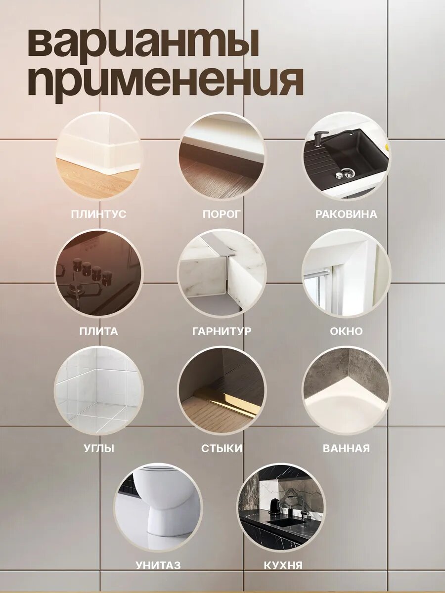 Бордюрная лента Conflate, для ванны и кухни, самоклеящаяся, темно-серый мрамор, 6 см x 3,2 м — фото 1