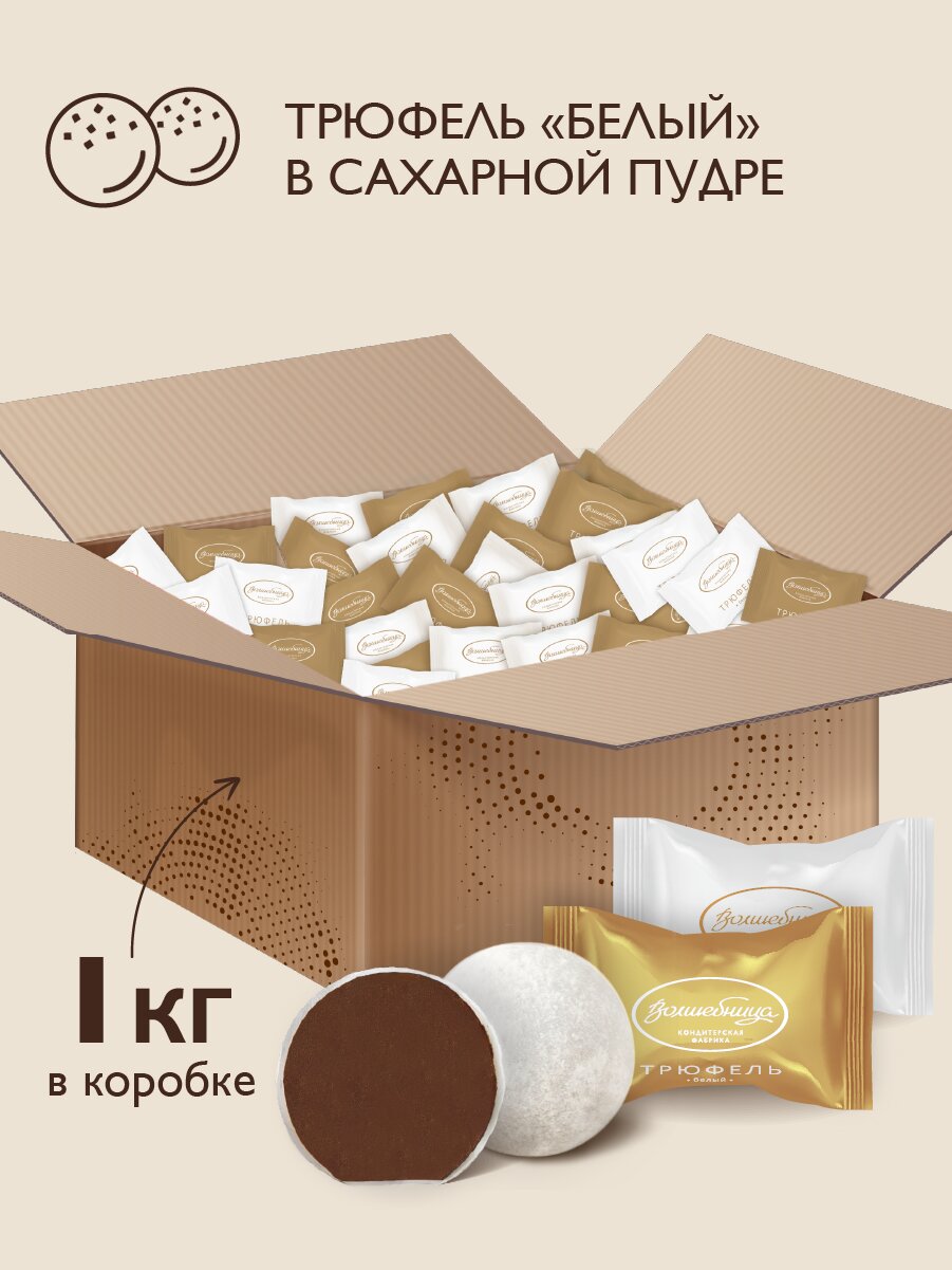 Конфеты Волшебница "Трюфель Шар Белый", 1кг