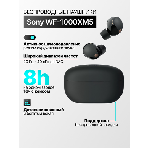 Беспроводные наушники Sony WF-1000XM5 с шумоподавлением черные 30961₽