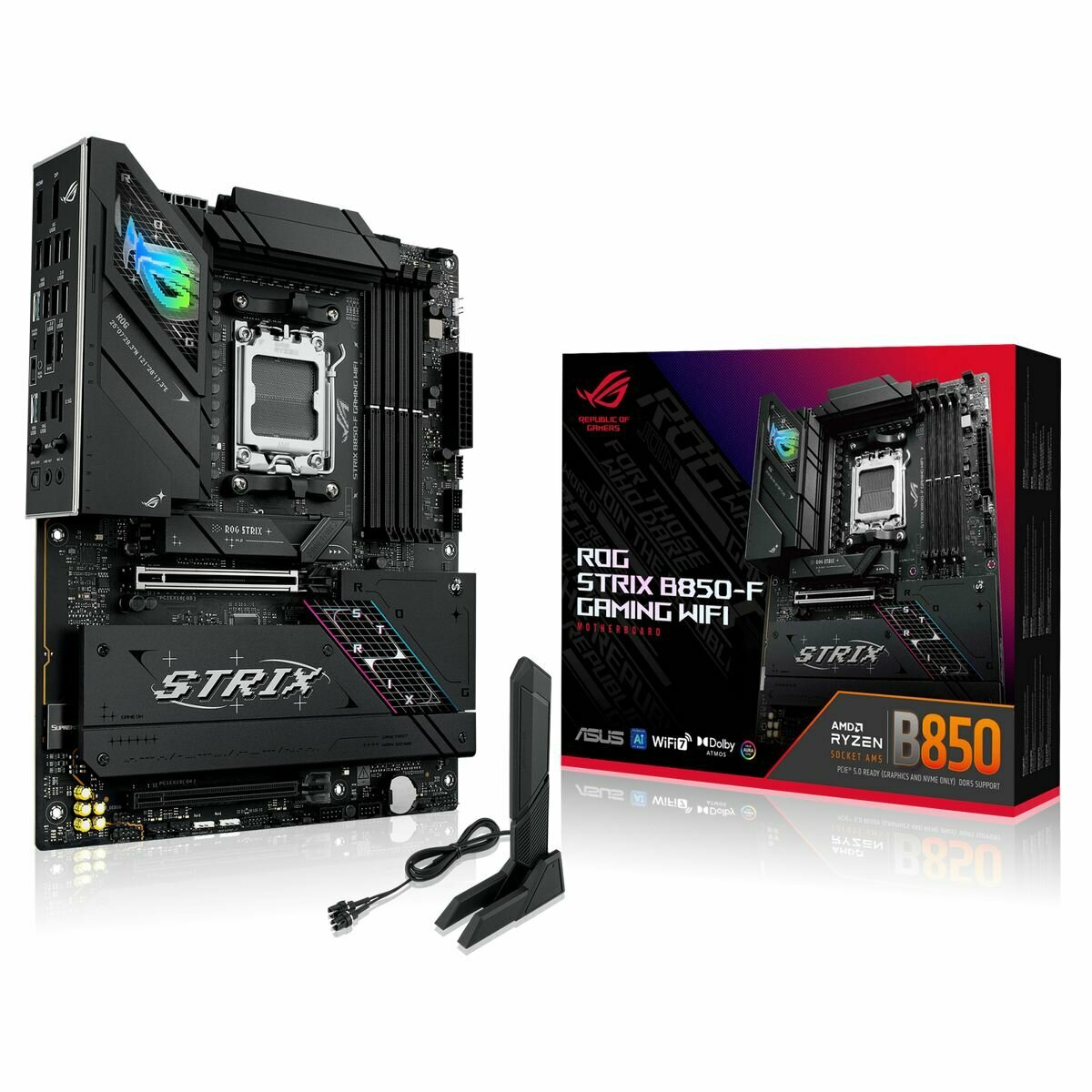 Материнская плата ASUS ROG STRIX B850-F GAMING WIFI, AM5, AMD B850, ATX, RTL (90MB1J70-M0EAY0)