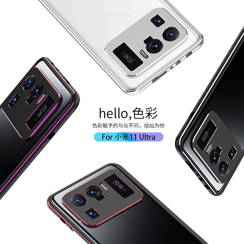 Чехол для Xiaomi 11 ультра Алюминиевый металлический бампер MI 11 ультра рамка металлическая защитная пленка для камеры для Xiaomi 11 Ультра чехол для телефона, Red-Black, Xiaomi 11 Ultra — фото 1