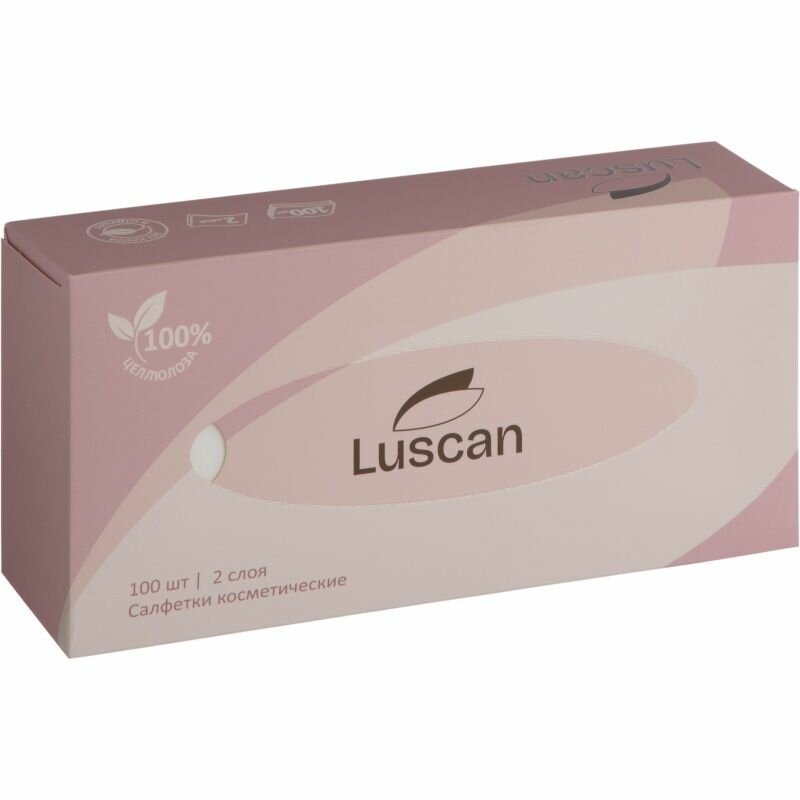 Салфетки косметические Luscan 2 слоя, белые, 100 шт
