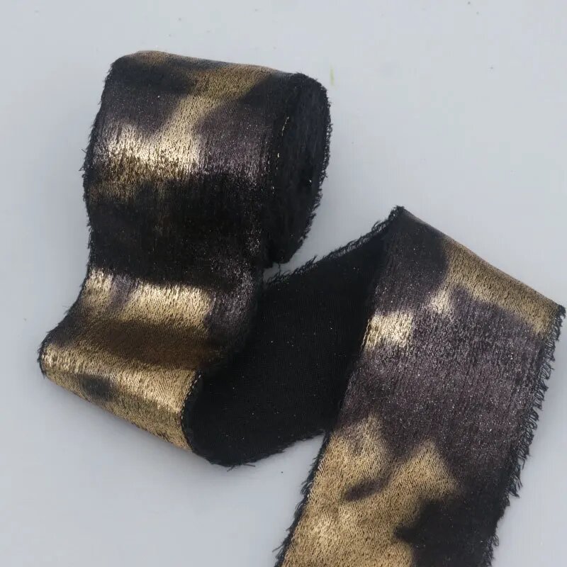 Сatin Silk Ribbon 5m HZ Черный, Black Gold