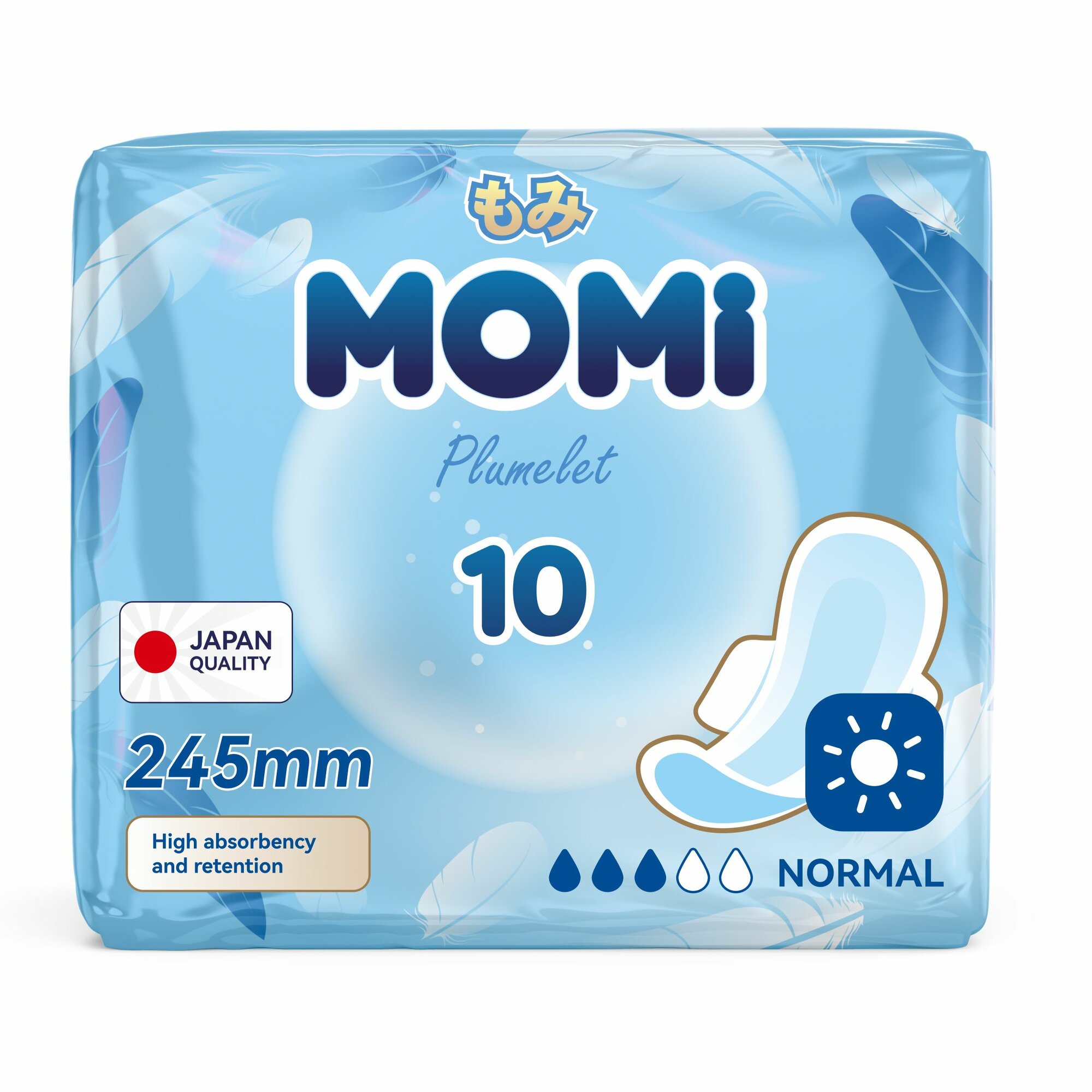 Гигиенические прокладки Momi Женские Normal с крылышками 24,5 см 10 шт