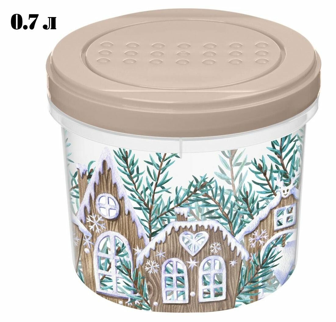 Банка для сыпучих продуктов с завинчивающейся крышкой 0.7 л с декором 