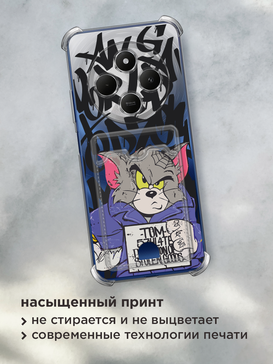 Чехол на Xiaomi Redmi 14C/Poco C75 4G/Redmi A4 5G/Poco M7 5G (Сяоми Редми 14C/Поко C75 4G/Редми А4 5G/Поко M7 5G) с картой и принтом Том и Джерри — фото 1