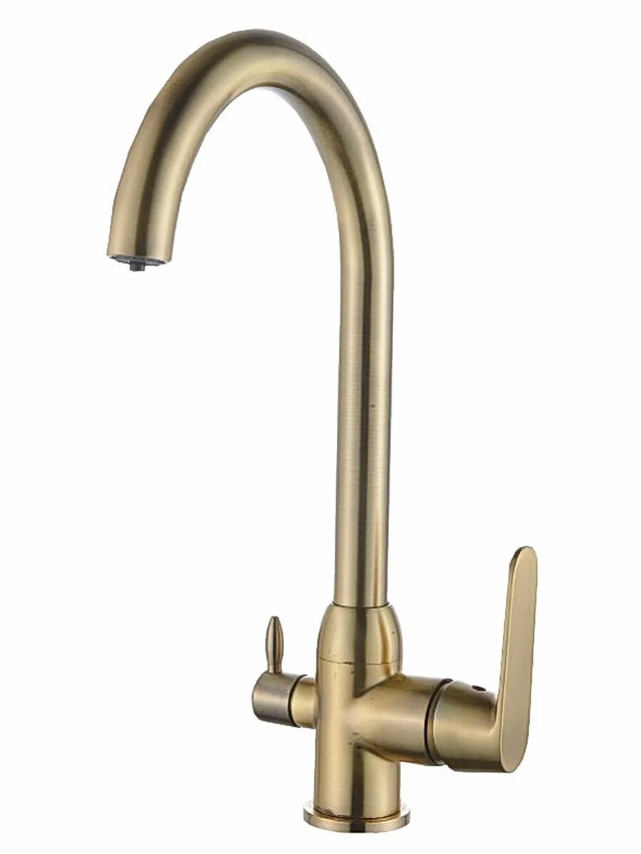 Смеситель для кухни Diadonna, латунь, матовое золото, гибкий шланг 40 см — фото 1