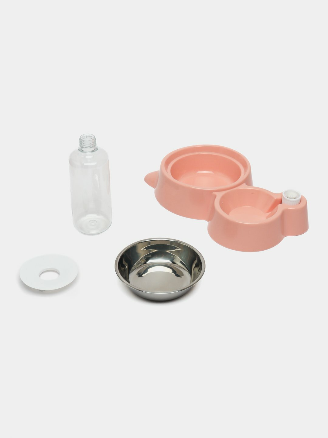 2 в 1-ом Миска пластиковая с поилкой для кошек,(32*23см) Розовый — фото 1