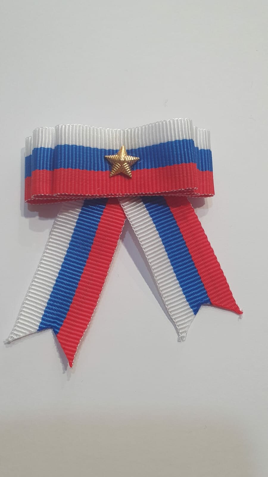 Брошь триколор лента с звездой