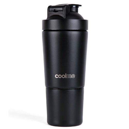 Шейкер для спортивного питания с венчиком и стаканом, 800 мл, два отделения