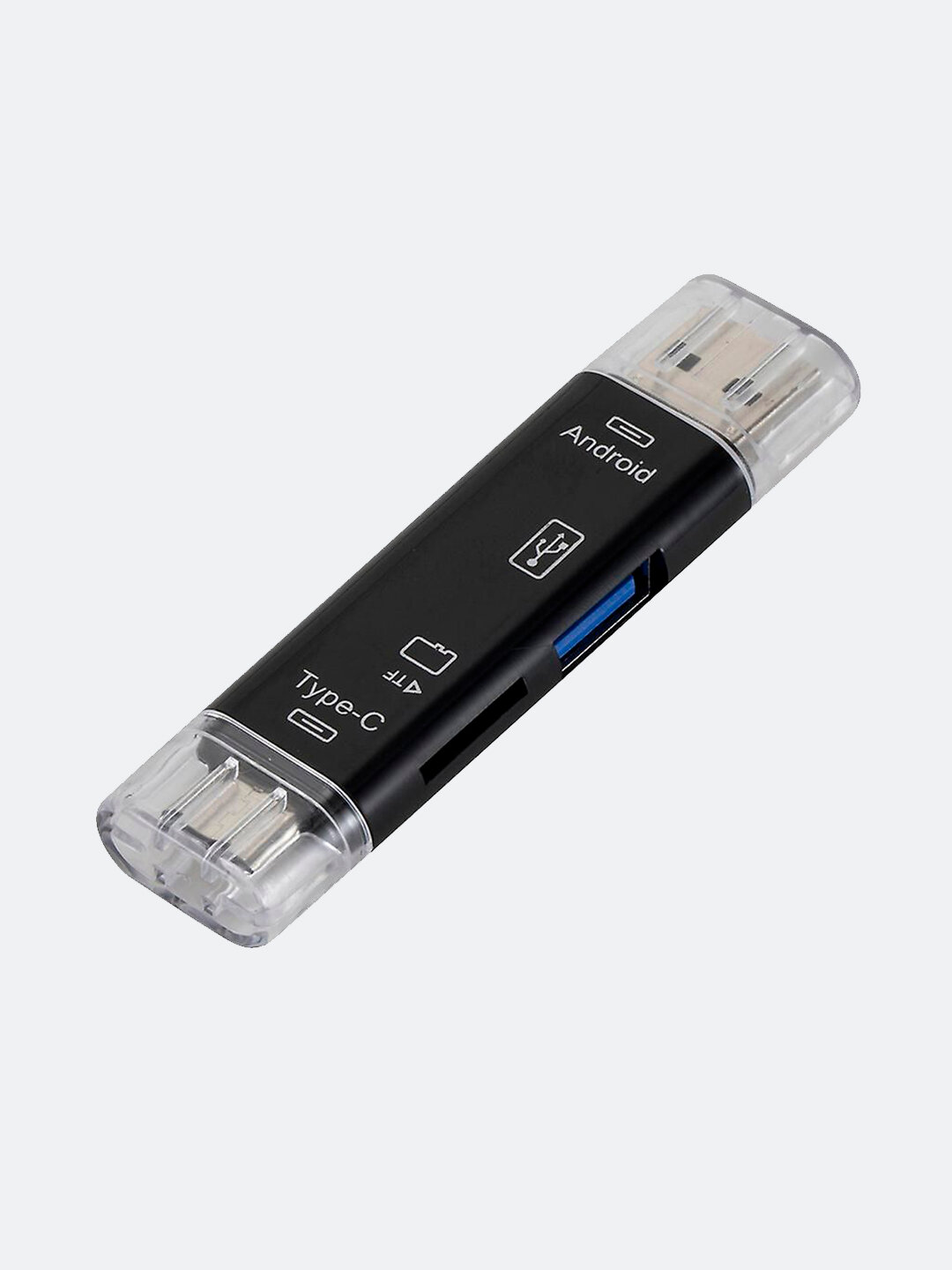 Кардридер многофункциональный, 5 в 1, USB, Type-C, Micro USB, поддержка SD / TF карт — фото 1