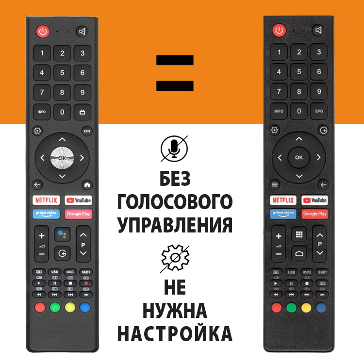 Пульт CH-VER.3 для телевизора Blaupunkt, Digma, Premier. БЕЗ ГОЛОСОВОГО ПОМОЩНИКА. С комплектом батареек.