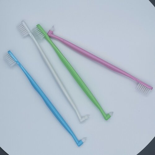 Изображение товара Монопучковая щетка ортодонтическая + зубная щетка, щетка для брекетов, цвет розовый