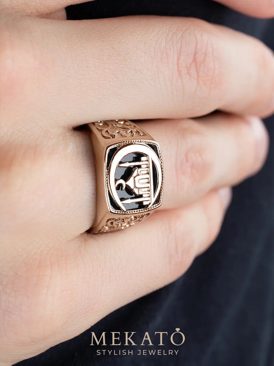 Печатка МЕКАТО, размер 23, золотой, черный — фото 1