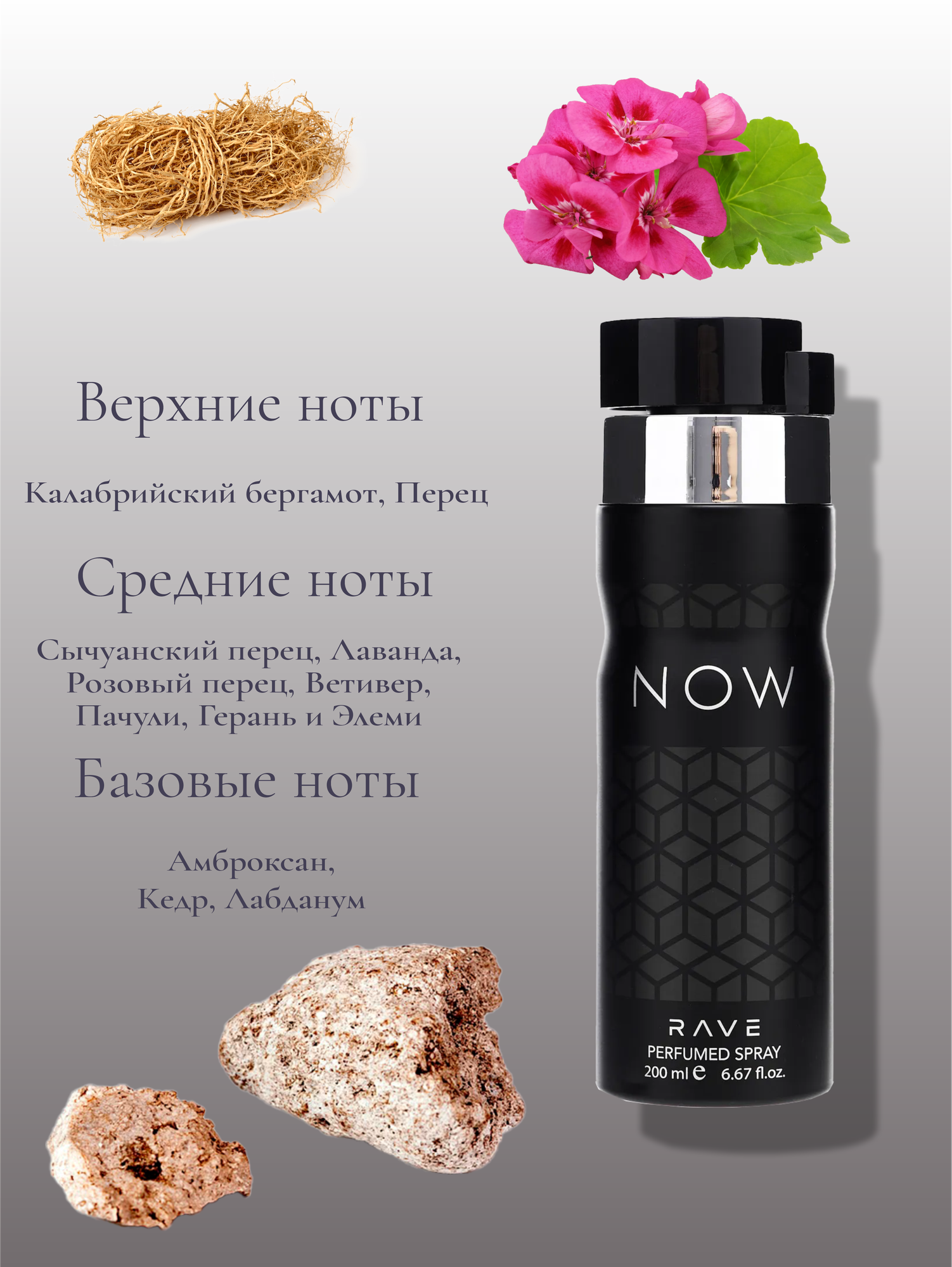 Дезодорант NOW Rave Lattafa, мужской, спрей, без спирта, 200 мл — фото 1
